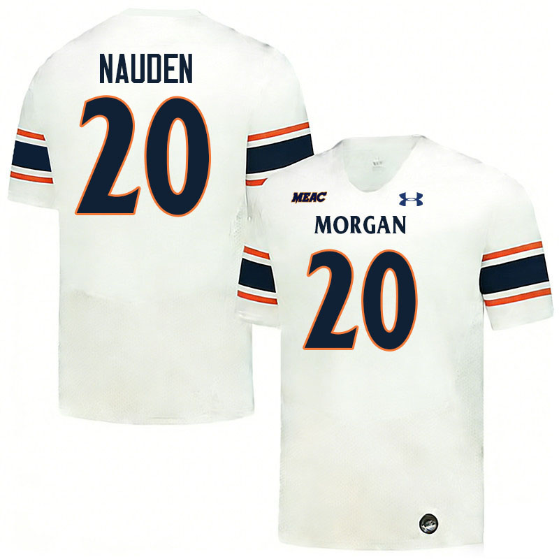 Morgan State Bears #20 Randall Nauden College Football Jerseys,Uniforms Stitched-White
